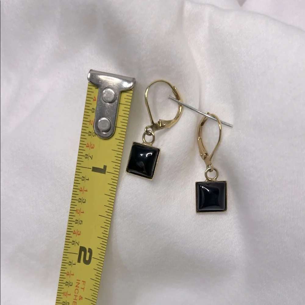 Elegant Black and Gold Square Earrings